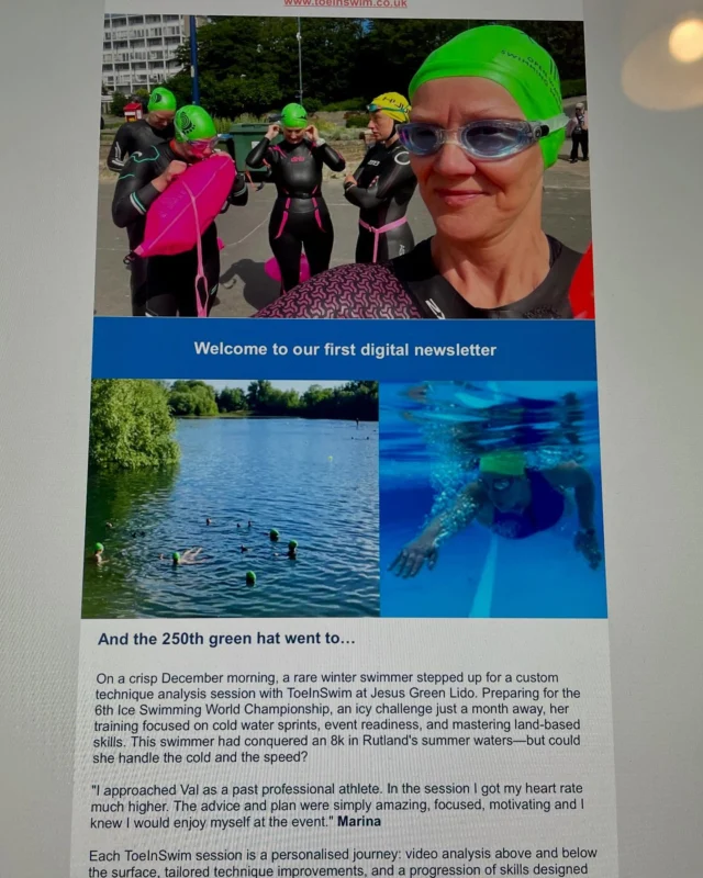 ToeInTimes is out now. Head to https://toeinswim.co.uk/community/#signup Read about last year in review, and also what’s new. Join the 250 ‘green hats’ out there to help make your hopes and ambitions an open water reality! #cambridgeshire #openwaterswimmer #swimcoaches #swimfit